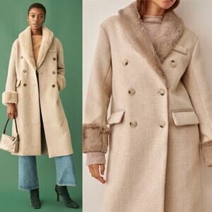 Reformation Lester Double Breasted Trench Coat Tan/Beige Size Small Relaxed Fit